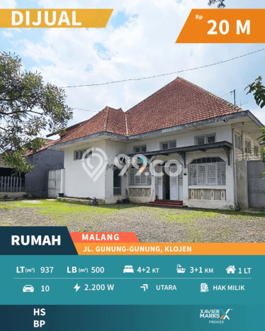 Hunian Mewah Siap Huni LT 937m2 di Klojen, Malang Hunian Mewah Siap Huni LT 937m2 di Klojen, Malang