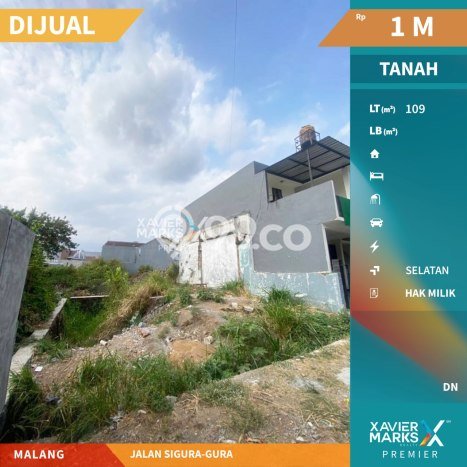 Tanah Dijual Lokasi Lowokwaru, Malang Luas 109m2 Legalitas Aman Tanah Dijual Lokasi Lowokwaru, Malang Luas 109m2 Legalitas Aman