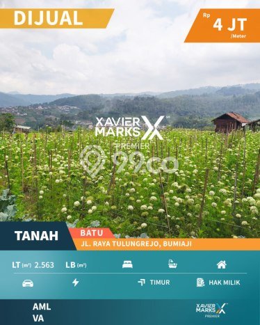 Lahan Strategis di Bumiaji Dijual dengan Luas 2563m2 Lahan Strategis di Bumiaji Dijual dengan Luas 2563m2