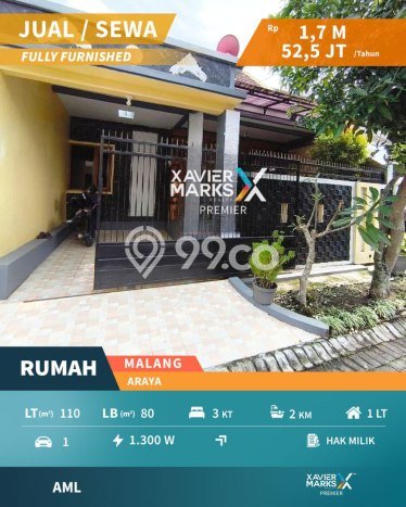 Rumah Sewa Malang LT 110m2 LB 80m2 Area Araya Rumah Sewa Malang LT 110m2 LB 80m2 Area Araya