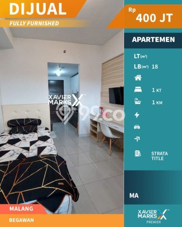 Untuk Dijual Apartemen di Lowokwaru, Malang 1 KT, 1 KM Strategis Untuk Dijual Apartemen di Lowokwaru, Malang 1 KT, 1 KM Strategis