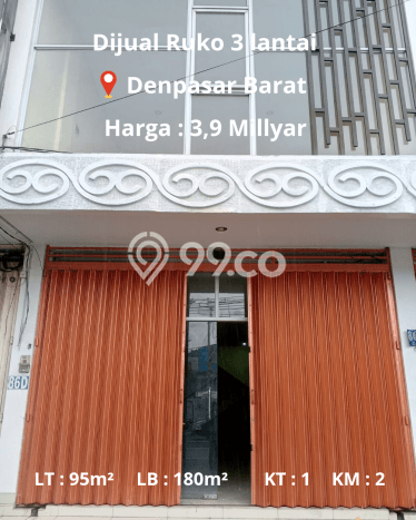 Unit Ruko Dijual di Denpasar Barat Denpasar Luas Tanah 95m2, Luas Bangunan 180m2 Unit Ruko Dijual di Denpasar Barat Denpasar Luas Tanah 95m2, Luas Bangunan 180m2