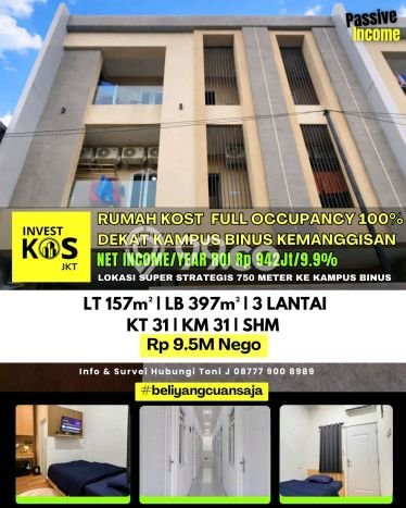 Kost Dijual Lokasi Strategis Kemanggisan Jakarta Barat 31 Kamar Tidur Kost Dijual Lokasi Strategis Kemanggisan Jakarta Barat 31 Kamar Tidur
