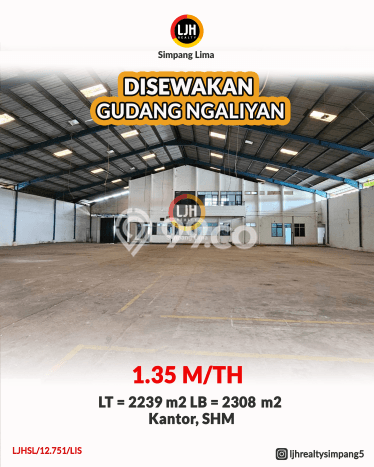 Unit Gudang disewakan di Ngaliyan Semarang dengan LT 2239m2 / LB 2308m2 Unit Gudang disewakan di Ngaliyan Semarang dengan LT 2239m2 / LB 2308m2