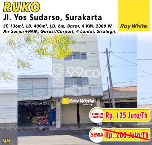 Disewakan Ruko komersial di Serengan luas bangunan 400m2 Disewakan Ruko komersial di Serengan luas bangunan 400m2