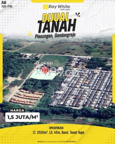 Lahan Strategis di Gondangrejo Dijual dengan Luas 2500m2 Lahan Strategis di Gondangrejo Dijual dengan Luas 2500m2
