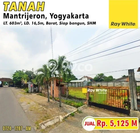 Kavling Tanah di Mantrijeron Dijual Luas 603m2 Legalitas SHM Kavling Tanah di Mantrijeron Dijual Luas 603m2 Legalitas SHM