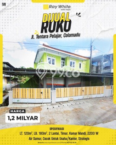 FOR SALE! Ruko di Colomadu Karanganyar, LT 120m2, LB 180m2 FOR SALE! Ruko di Colomadu Karanganyar, LT 120m2, LB 180m2