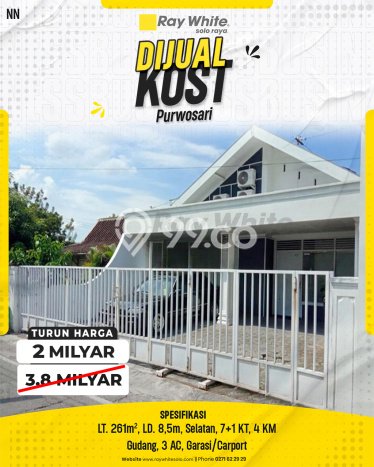 Dijual Kost di Kawasan Purwosari, Solo, Spesifikasi 7 KT, 4 KM, 200m2 Dijual Kost di Kawasan Purwosari, Solo, Spesifikasi 7 KT, 4 KM, 200m2