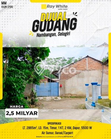 Gudang For Sale di Kawasan Selogiri, Wonogiri Harga Kompetitif Gudang For Sale di Kawasan Selogiri, Wonogiri Harga Kompetitif