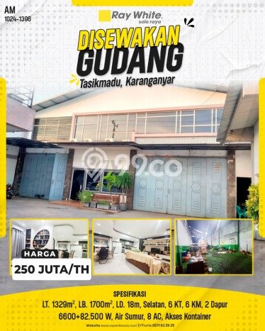 Gudang disewakan lokasi strategis Tasikmadu Karanganyar 1700m2 Gudang disewakan lokasi strategis Tasikmadu Karanganyar 1700m2