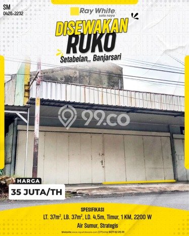 Unit Ruko Disewa Lokasi Banjarsari, Surakarta Spesifikasi Luas Bangunan 37m2 Unit Ruko Disewa Lokasi Banjarsari, Surakarta Spesifikasi Luas Bangunan 37m2