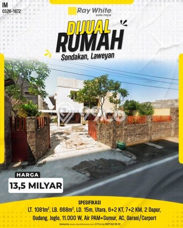 Rumah Eksklusif Dijual LT 1081m2 di Laweyan, Surakarta Rumah Eksklusif Dijual LT 1081m2 di Laweyan, Surakarta