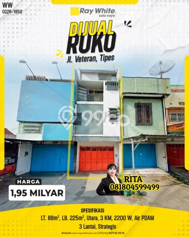 Unit Ruko Dijual di Laweyan Surakarta 225m2 Unit Ruko Dijual di Laweyan Surakarta 225m2