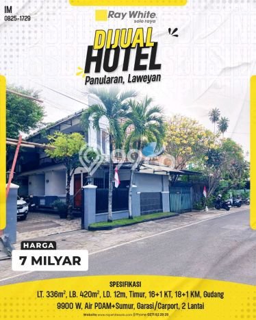 AREA PREMIUM! Hotel Kawasan Laweyan, Luas 420m2m², Pusat Bisnis AREA PREMIUM! Hotel Kawasan Laweyan, Luas 420m2m², Pusat Bisnis