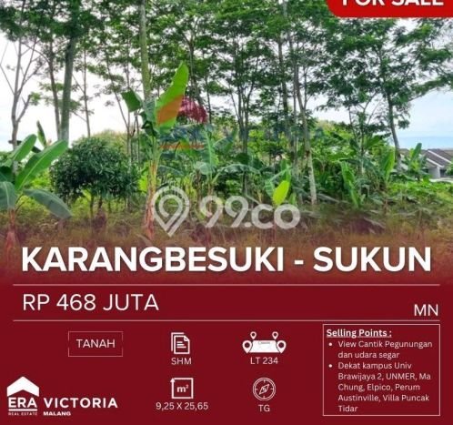 Tanah Kawasan Sukun, Luas 234m2m², Kawasan Berkembang, Dekat Sukun, Malang, Malang Tanah Kawasan Sukun, Luas 234m2m², Kawasan Berkembang, Dekat Sukun, Malang, Malang