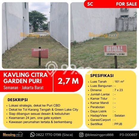 Dijual Tanah Lokasi Kalideres, Jakarta Barat Seluas 161m2 Dijual Tanah Lokasi Kalideres, Jakarta Barat Seluas 161m2