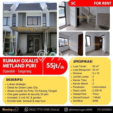 Rumah Kontrakan Jakarta Barat LT 50m2 LB 53m2 Area Metland Puri Rumah Kontrakan Jakarta Barat LT 50m2 LB 53m2 Area Metland Puri