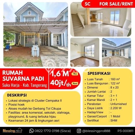 Rumah sewa siap huni 3 KT di Suvarna Sutera, Tangerang Rumah sewa siap huni 3 KT di Suvarna Sutera, Tangerang