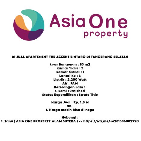 Apartemen Terawat Dijual di Tangerang Selatan Spesifikasi 2 KT, 1 KM Apartemen Terawat Dijual di Tangerang Selatan Spesifikasi 2 KT, 1 KM