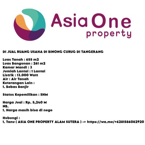 Area Ramai! Komersial Dijual di Curug untuk Bisnis Luas Bangunan 261m2 Area Ramai! Komersial Dijual di Curug untuk Bisnis Luas Bangunan 261m2
