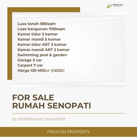 Ready to Use! Luxury House LT 580m2 Desain Modern di Senopati Ready to Use! Luxury House LT 580m2 Desain Modern di Senopati
