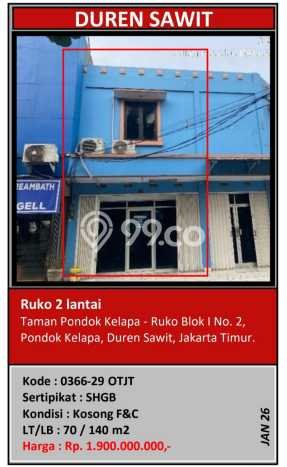 Ruko Bagus Dijual di Pondok Kelapa Jakarta Timur Strategis Cocok untuk Kembangkan Bisnis Ruko Bagus Dijual di Pondok Kelapa Jakarta Timur Strategis Cocok untuk Kembangkan Bisnis
