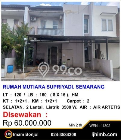 Lokasi terbaik! Rumah siap huni disewakan di Semarang Timur LB 160m2 Lokasi terbaik! Rumah siap huni disewakan di Semarang Timur LB 160m2