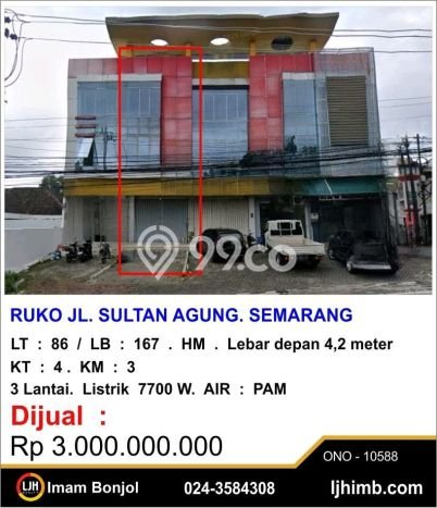 Ruko Premium Kawasan Sultan Agung, Luas 167m², Jalan Utama, Tingkat Keramaian Tinggi Ruko Premium Kawasan Sultan Agung, Luas 167m², Jalan Utama, Tingkat Keramaian Tinggi