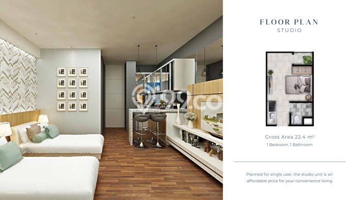 Dijual Apartemen 0 KT di Batam Luas 22m2 Dijual Apartemen 0 KT di Batam Luas 22m2