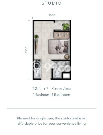 Dijual Apartemen 0 KT di Batam Luas 22m2 Dijual Apartemen 0 KT di Batam Luas 22m2
