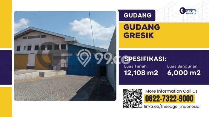 Unit Gudang Dijual di Menganti Gresik Luas Tanah 12108m2, Luas Bangunan 6000m2 Unit Gudang Dijual di Menganti Gresik Luas Tanah 12108m2, Luas Bangunan 6000m2