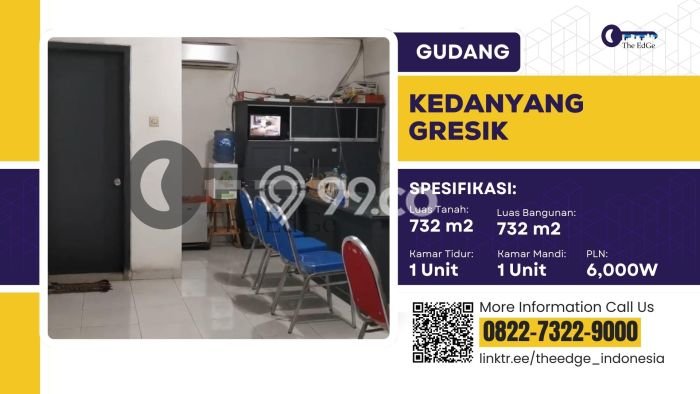 Area Ramai! Gudang Dijual di Kebomas untuk Bisnis Luas Bangunan 732m2 Area Ramai! Gudang Dijual di Kebomas untuk Bisnis Luas Bangunan 732m2