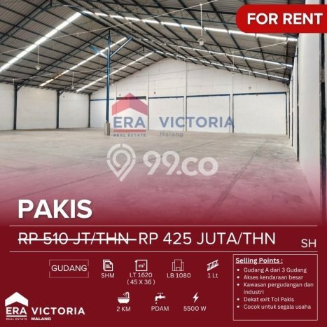Gudang Disewa di Pakis, Malang, LT 1620m2 / LB 1080m2 Gudang Disewa di Pakis, Malang, LT 1620m2 / LB 1080m2