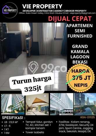 Siap Huni Apartemen 0 KT 1 KM di Kalimalang Luas 23m2 Siap Huni Apartemen 0 KT 1 KM di Kalimalang Luas 23m2