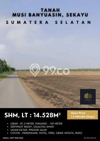 Lahan Dijual Lokasi Sekayu, Musi Banyuasin dengan Luas Tanah 14528m2 dan Status SHM Lahan Dijual Lokasi Sekayu, Musi Banyuasin dengan Luas Tanah 14528m2 dan Status SHM