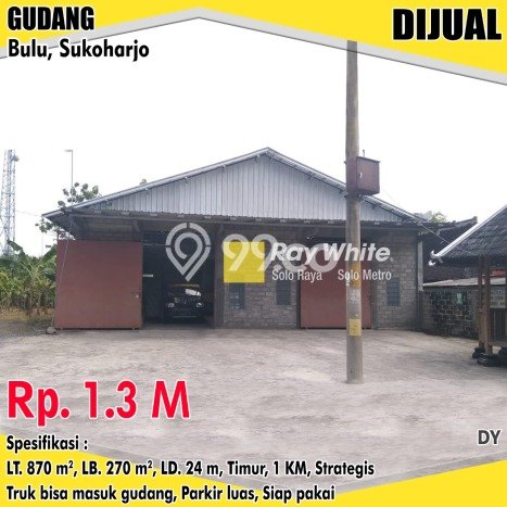 Gudang Kawasan Bulu, Luas 270m2m², Kawasan Bisnis, Strategis Gudang Kawasan Bulu, Luas 270m2m², Kawasan Bisnis, Strategis