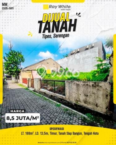 Tanah Dijual Lokasi Serengan, Surakarta Luas 188m2 Legalitas Aman Tanah Dijual Lokasi Serengan, Surakarta Luas 188m2 Legalitas Aman