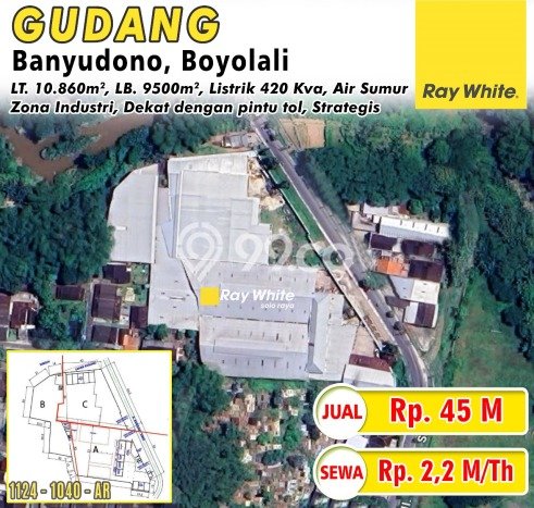 For Rent Gudang Kawasan Banyudono, Luas 9500m², Pusat Bisnis For Rent Gudang Kawasan Banyudono, Luas 9500m², Pusat Bisnis
