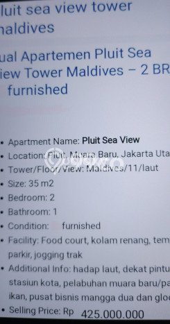 Dijual Apartemen di Koja, Jakarta Utara 2 KT, 1 KM Strategis Dijual Apartemen di Koja, Jakarta Utara 2 KT, 1 KM Strategis
