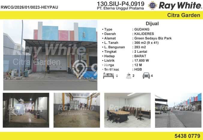 Unit Gudang Dijual di Jakarta Barat LT 366m2 & LB 283m2 Unit Gudang Dijual di Jakarta Barat LT 366m2 & LB 283m2
