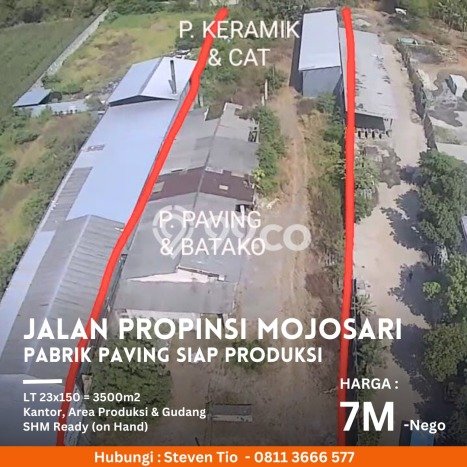 AREA BISNIS! Pabrik Kawasan Mojosari, Luas 3500m2m², Mainroad, Strategis AREA BISNIS! Pabrik Kawasan Mojosari, Luas 3500m2m², Mainroad, Strategis