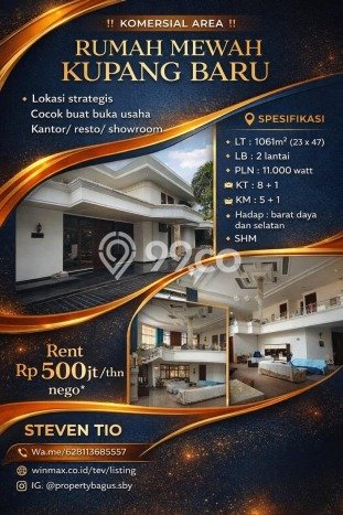 Disewakan! Rumah 9 Kamar Tidur &
6 Kamar Mandi di Sukomanunggal, Surabaya Disewakan! Rumah 9 Kamar Tidur &
6 Kamar Mandi di Sukomanunggal, Surabaya