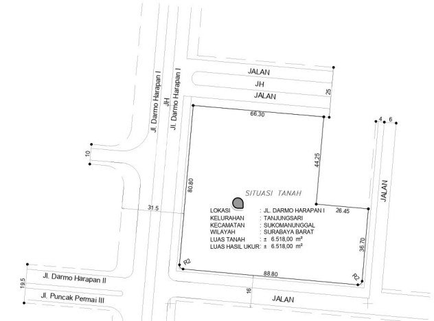 Untuk Dijual Tanah 5888m2 di Darmo permai, Surabaya Untuk Dijual Tanah 5888m2 di Darmo permai, Surabaya