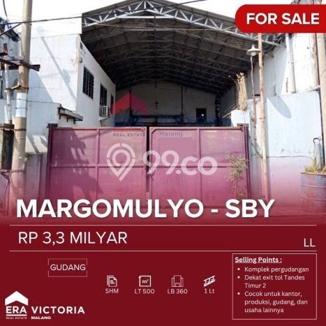 Unit Gudang Dijual di Surabaya LT 500m2 & LB 360m2 Unit Gudang Dijual di Surabaya LT 500m2 & LB 360m2