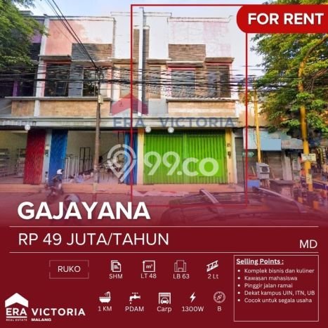 Ruko Disewakan di Lowokwaru, Luas 63m², Area Strategis, Ready Usaha Ruko Disewakan di Lowokwaru, Luas 63m², Area Strategis, Ready Usaha