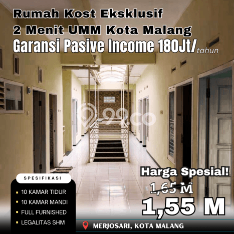 Rumah Kost Dijual di Lowokwaru, Malang dengan 10 Kamar Tidur, 10 Kamar Mandi Rumah Kost Dijual di Lowokwaru, Malang dengan 10 Kamar Tidur, 10 Kamar Mandi