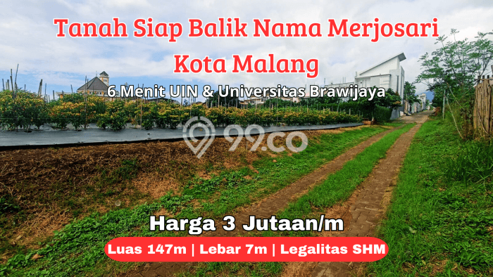 Kavling Tanah di Lowokwaru Dijual Luas 147m2 Legalitas SHM Kavling Tanah di Lowokwaru Dijual Luas 147m2 Legalitas SHM