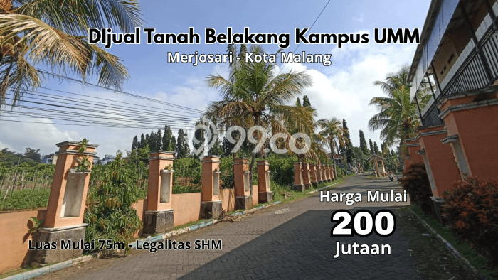 Tanah Kavling Dijual di Merjosari, Malang dengan Luas Tanah 75m2 Tanah Kavling Dijual di Merjosari, Malang dengan Luas Tanah 75m2