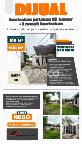 Kos-kosan Dijual di Cipulir Jakarta Selatan Luas 900m2 Kos-kosan Dijual di Cipulir Jakarta Selatan Luas 900m2